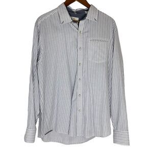 Tommy Bahama White Blue Island Crafted Modern Fit Long Sleeve Shirt Large Men's
